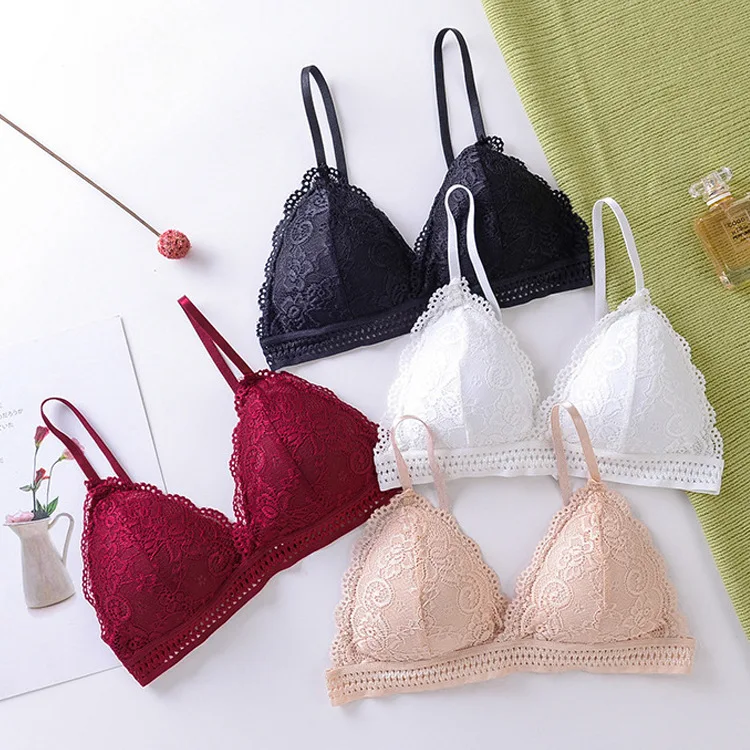 

Women Sexy Bra Transparent Lace Bralette Low Back With Pads Soft Thin Lingerie Finetoo Lingerie нижнее белье женское