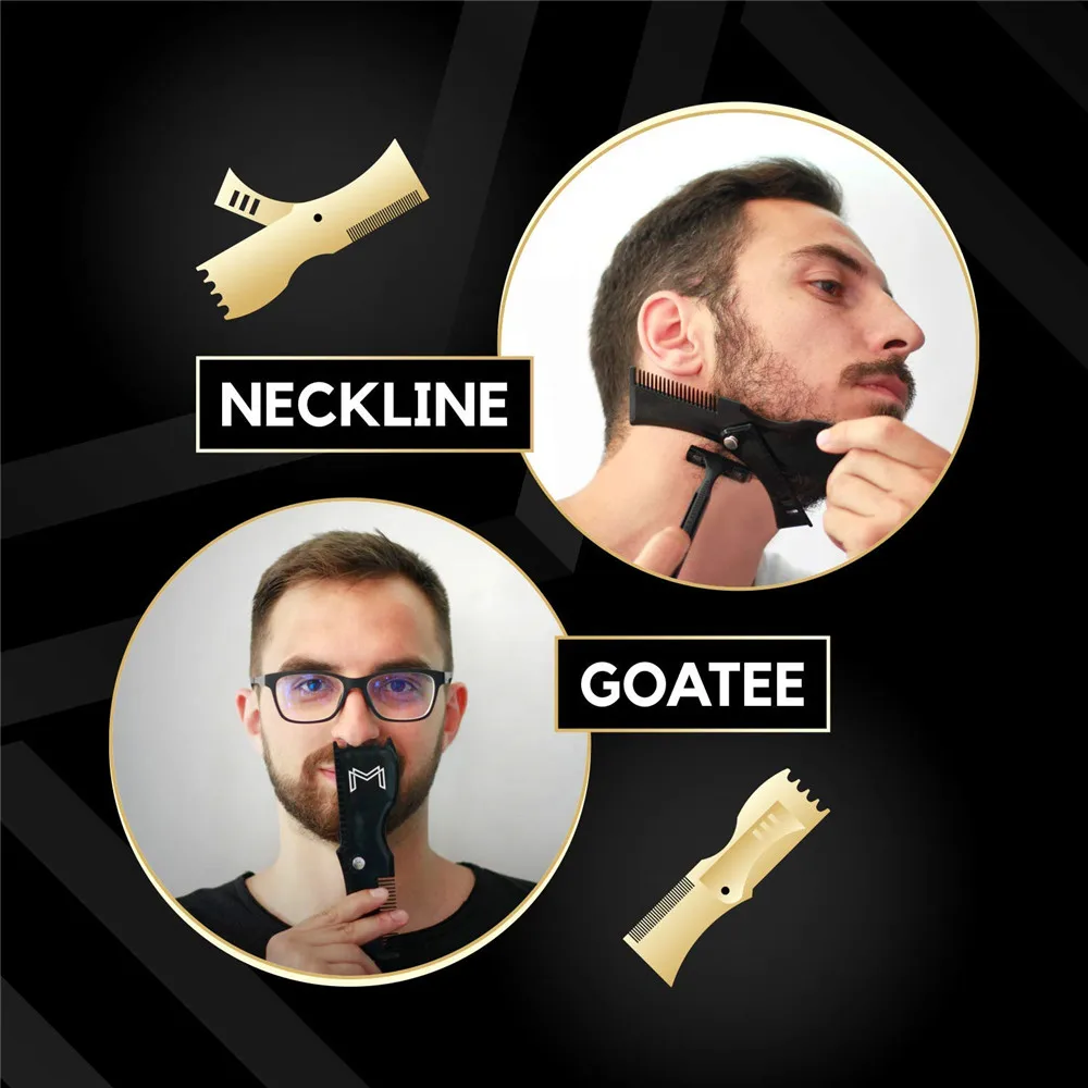 1 Adjustable men's beard styling tool trimming shaper template comb lineup trimmer plastic ruler tool|Помазок| |