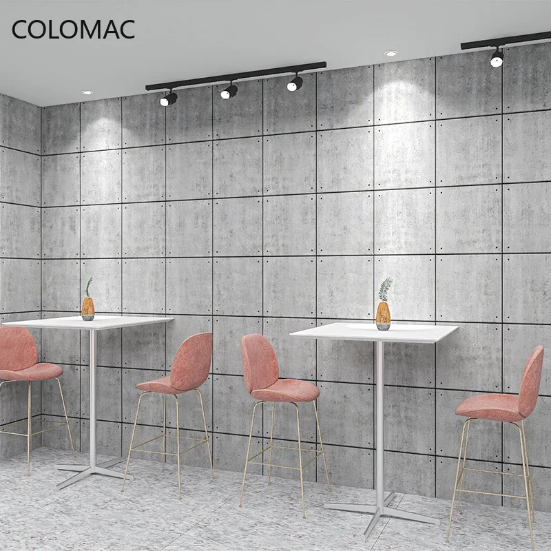 Colomac Custom 3d Gray Cement Office Milk Tea Shop Internet Cafe KTV Background Wall Paper Color Matching Plaid Dropshipping |