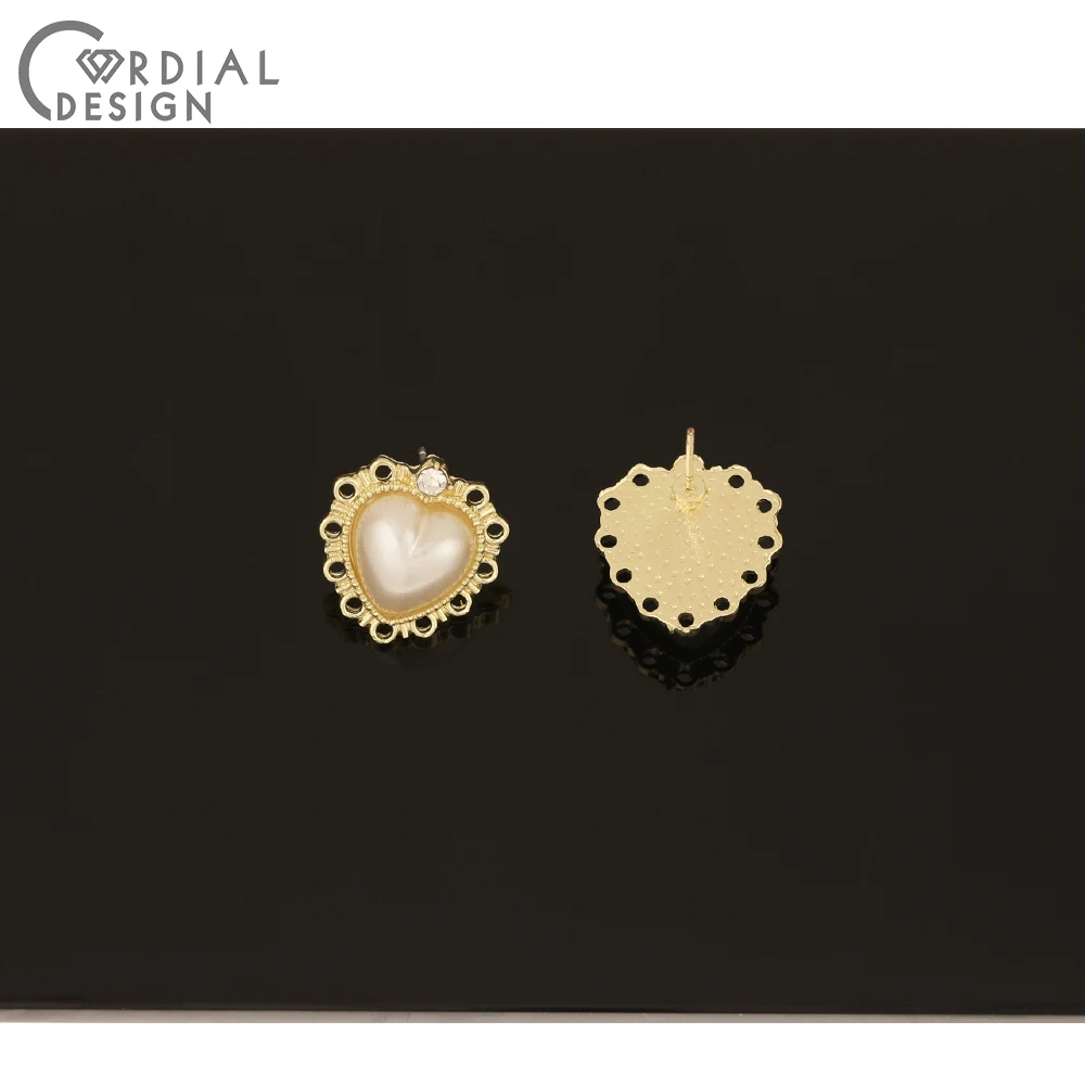 

Cordial Design 50Pcs 15*17MM Jewelry Accessories/DIY Making/Heart Shape/Imitation Pearl/Earrings Stud/Hand Made/Earring Findings