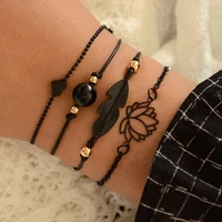 yada ins black hollow lotus rope weave braceletsbangles for women handmade bracelets charm friendship jewelry bracelet bt200375