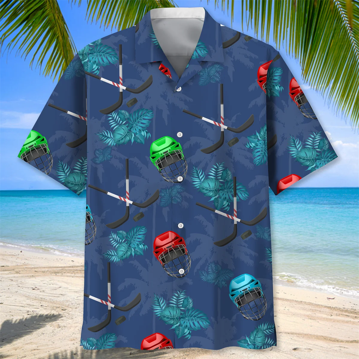 

Ice Hockey 3D Beach Hawaiian 2021 Summer Men's Shirt Short Sleeve Shirt Streetwear Oversized 5XL Camisa Social Chemise Homme-567