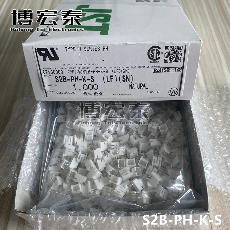 JST S2B-PH-K-S, piezas nuevas con cabezal CONN R/A, 2POS, 2MM, 100%-0