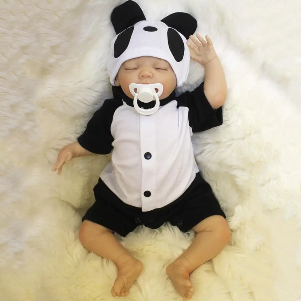 

18 Inch Npk Doll Baby Doll Soft Vinyl Silicone Baby Panda Children Costume Gift Reborn Doll