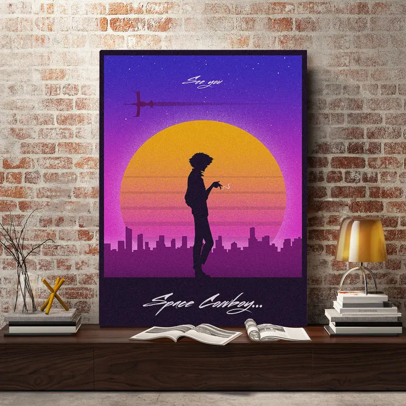 

Space Cowboy 80s retrowave art Poster Canvas Wall Art Decoration prints for living Kid Children room Home bedroom decor painting