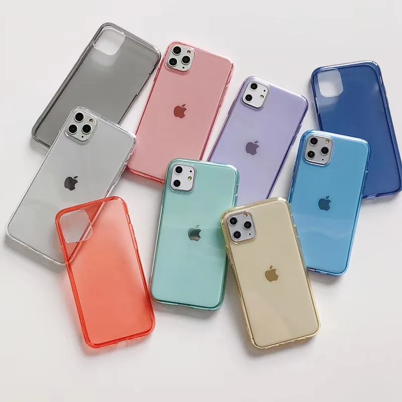 

TPU Clear Phone Case Soft Silicon Back Cover Transparent for Iphone 11pro Max XR X XS Max 8 7 Plus SE2020 Shockproof Colorful