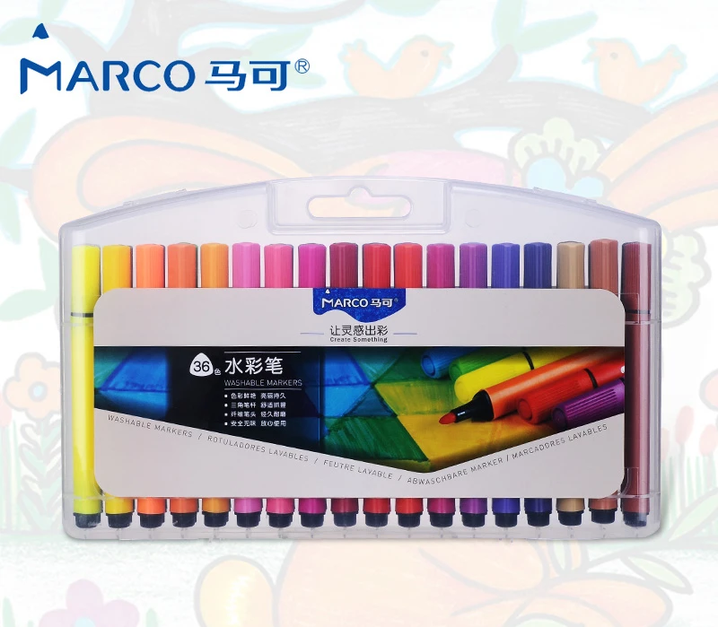 

12/24/36 Pcs Set Marco Watercolor Pen Triangle Thick Rod Washable Watercolor Pen Children's Graffiti Painting Pen Set