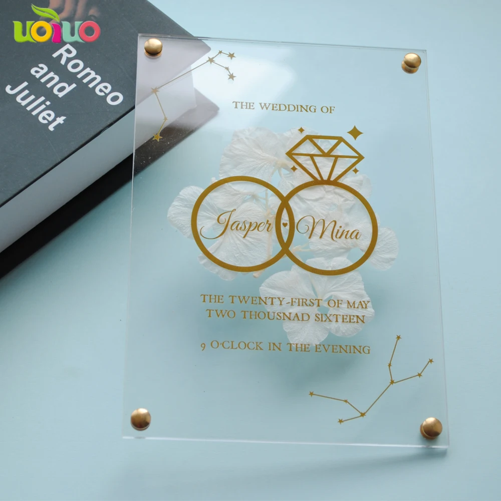 10 шт. акриловые свадебные приглашения с цветочным принтом|Коробки для свадебных