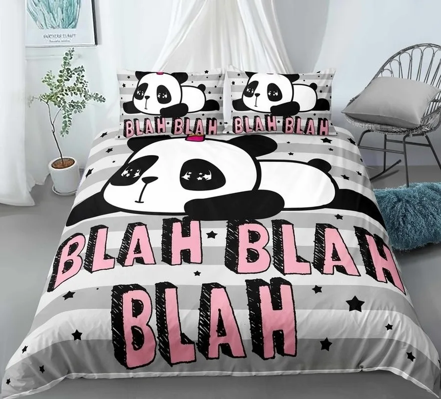 

3D Printing Comfort Panda Bedding Set Duvet Cover Pillowcase Home Textile Bedroom Full Size Kids Teen Bed Set 3Pcs