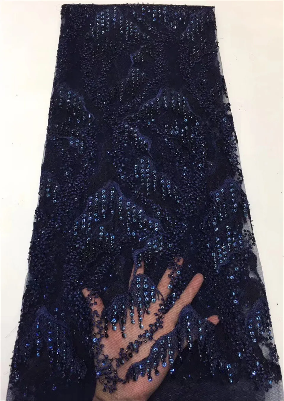 

The latest French lace fabric 2021 high quality African wedding lace fabric with sequins as Nigerian lace fabric ZX3687
