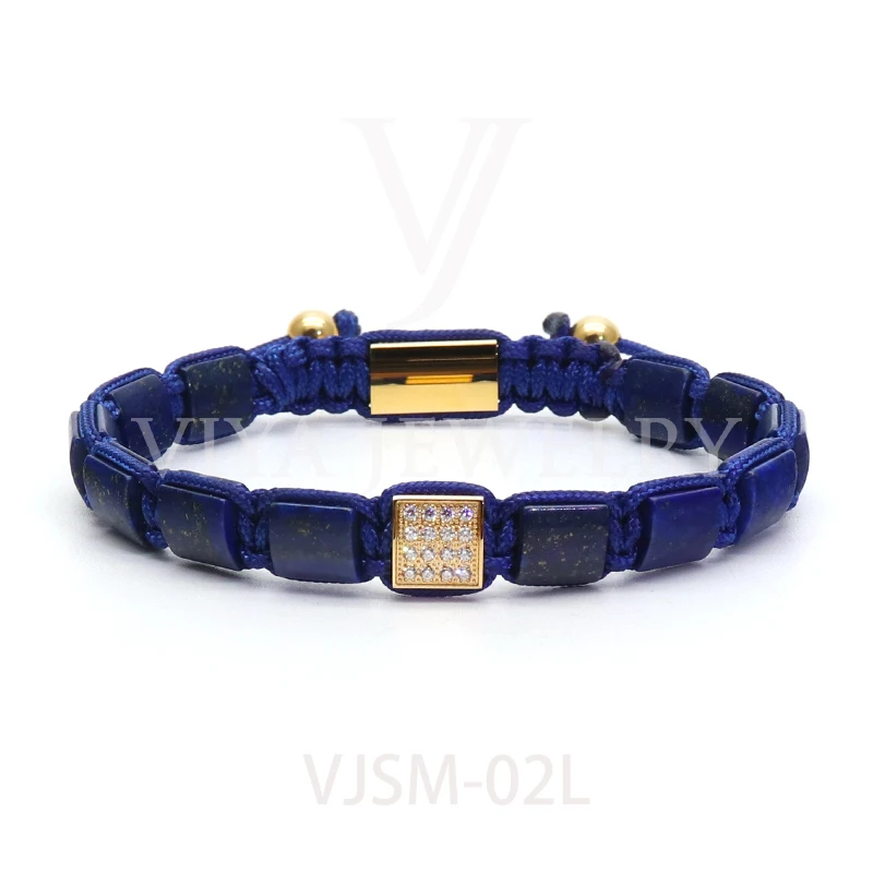 Handmade 8mm Square Lapis Beads Macrame Bracelet Braided Adjustable BeadsChrismas/Birthday Gift For Men Jewelry +LOGO | Украшения и