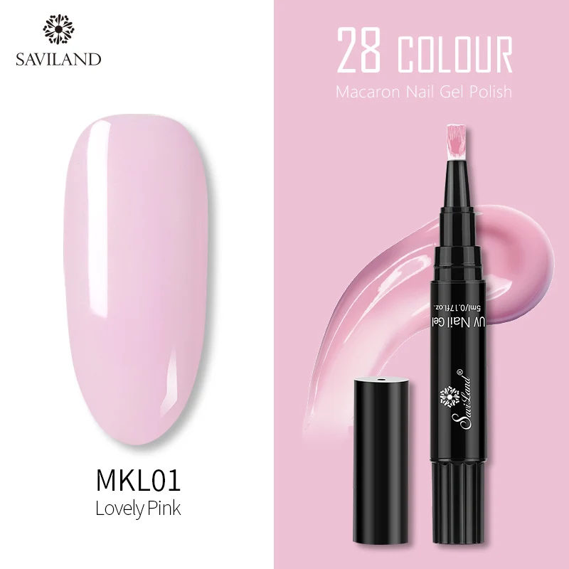 MKL01 SAVILAND 28 цветов блеск Макарон гель лак для ногтей ручка замочить от лак для ногтей праймер верхнее покрытие УФ гель лак для нейл-арта инструменты - Цвет: MKL01