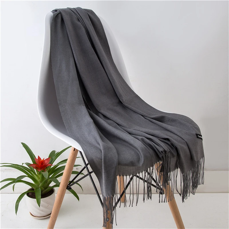 Girita зимний женский шарф Кашемир однотонного цвета шарфы с кисточкой женские