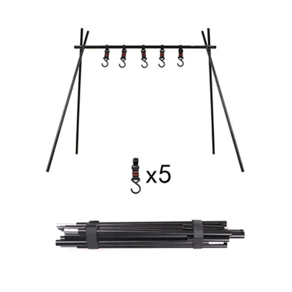 

Outdoor Triangle Rack Storage Cookware Clothes Bracket Foldable Stand Shelf Hanger Camping Hanging Racks With Hook Storage Bag