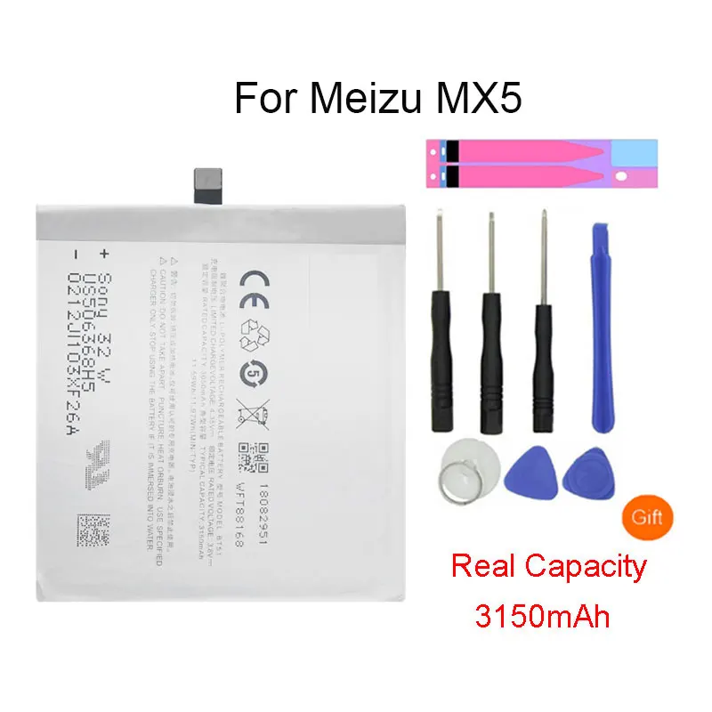Оригинальная BT-51 батарея для Meizu MX5 MX 5 BT51 BT 51 3150 мАч реальная емкость батареи