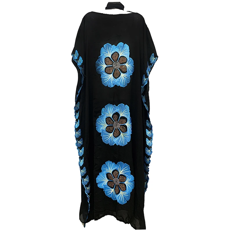 Новинка Caftan исламское платье большого размера хлопковое шифоновое Африканское женское свободное Повседневное платье синего цвета с цвета...