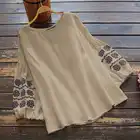 Элегантные рубашки с вышивкой, женская летняя блузка ZANZEA 2021, повседневные блузы с длинным рукавом, женские туники с цветочным рисунком, Топы S-