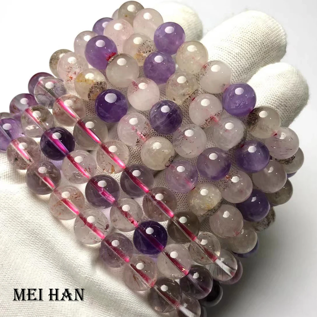 Meihan Бесплатная доставка (2 браслета/комплект) натуральные 9-9 3 мм супер 7 дюймов