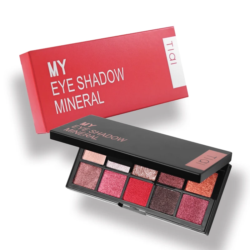 Тени для век TIAI 10 цветов атласные тени блестящие мерцающие натуральные красные