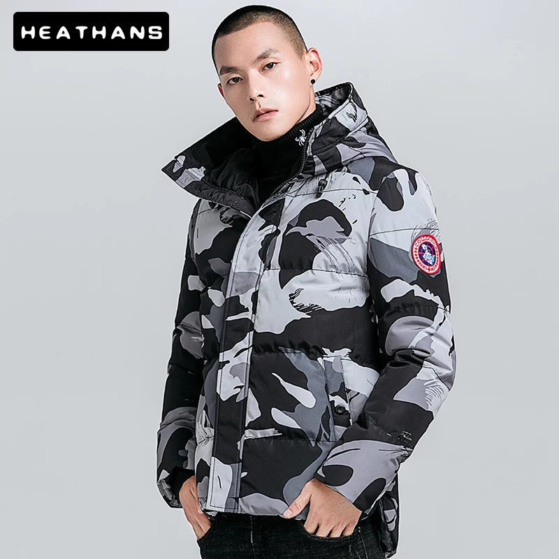 

Новая мужская парка, модная камуфляжная Зимняя парка с капюшоном, мужская повседневная утепленная куртка в стиле милитари, уличная одежда