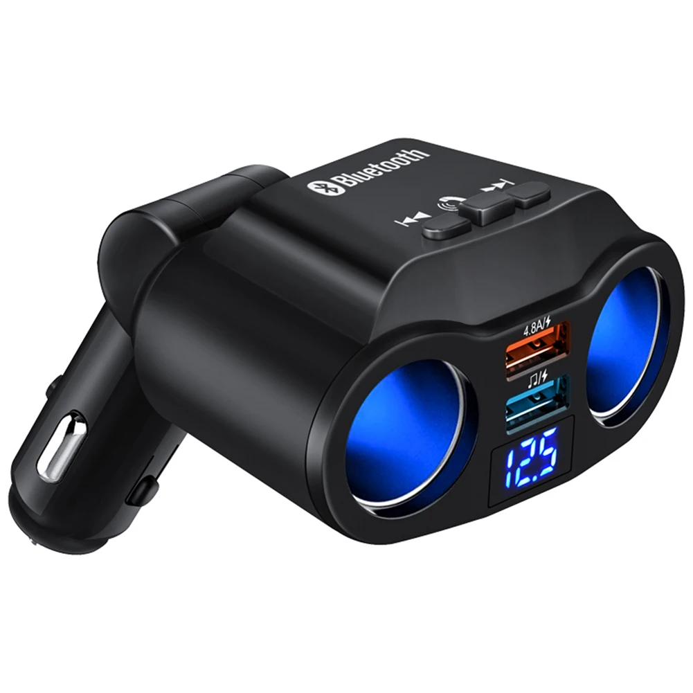 12V/24V Автомобильный светодиодный Дисплей Разветвитель Прикуривателя 90 Вт Bluetooth