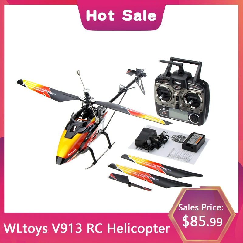 Оригинальный WLtoys V913 бесщеточная модернизация версия 4Ch RC вертолет RTF 70 см 2 4 ГГц