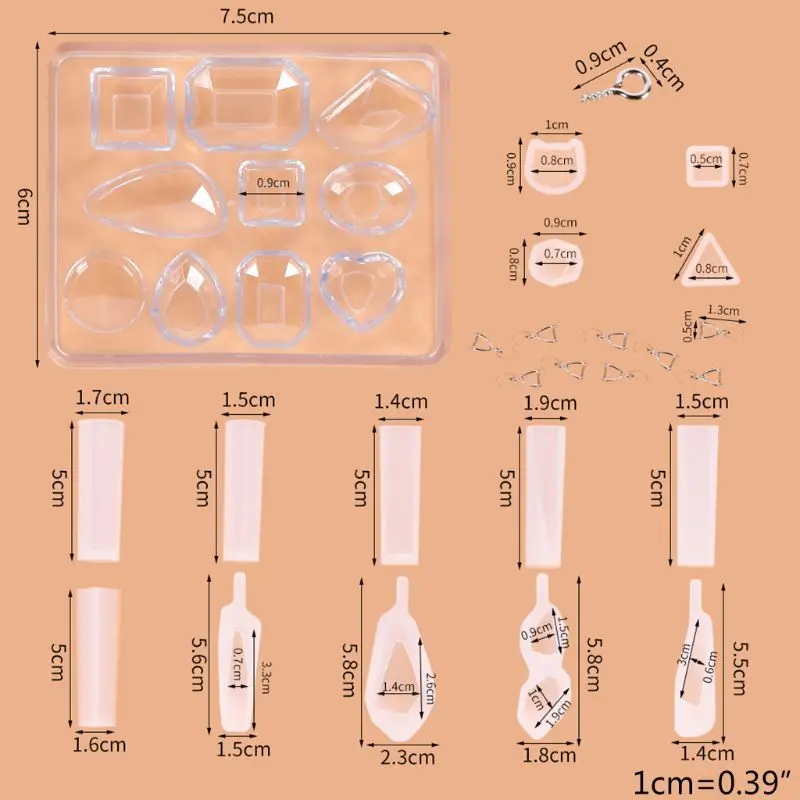 

1Set Silicone Epoxy Stud Earrings Mold Pendant Casting Mould Handmade DIY Crafts Jewelry Making Tool