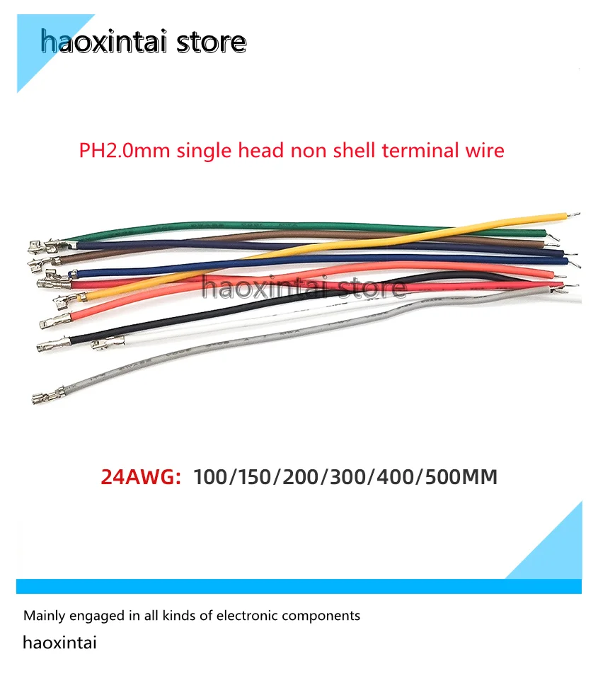 

100 шт. десять цветов PH2.0mm Клеммная линия 2,0 расстояние одна головка чистая медь электронный Калибр проводов 24AWG