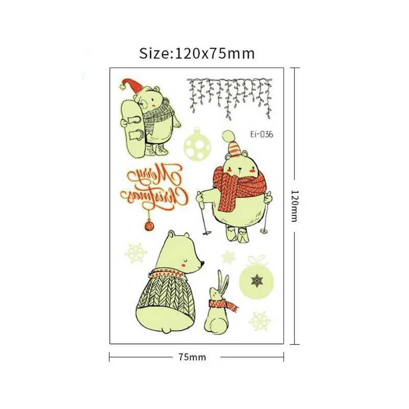 Забавные светящиеся Детские Временные татуировки 3 шт. имитация рождественской