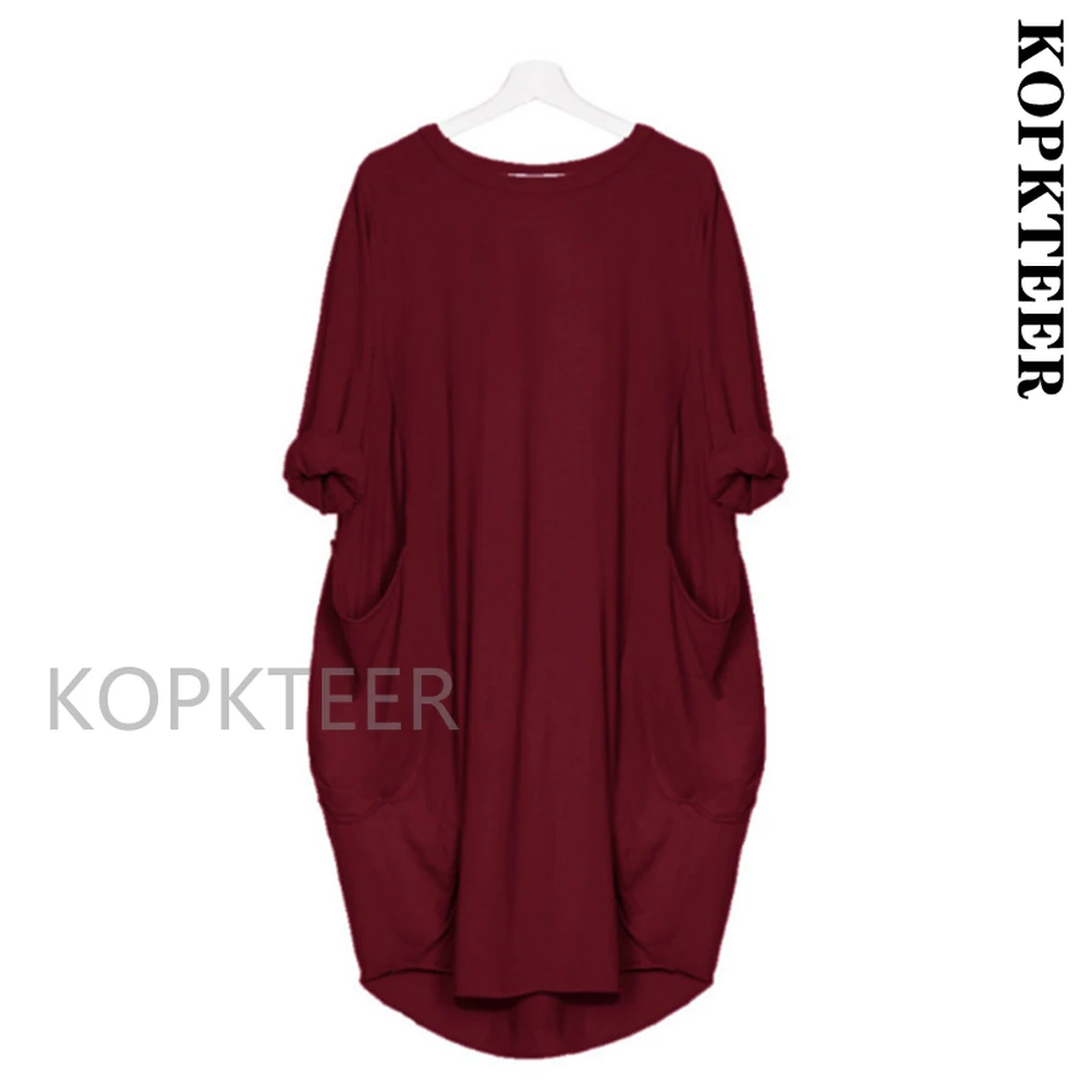 

Murderino Arrow Plus Size T-Shirt Dress Long Sleeves Midi Green Red Color Crew Neck Casual Loose Pullover Tunic Tops Dresses