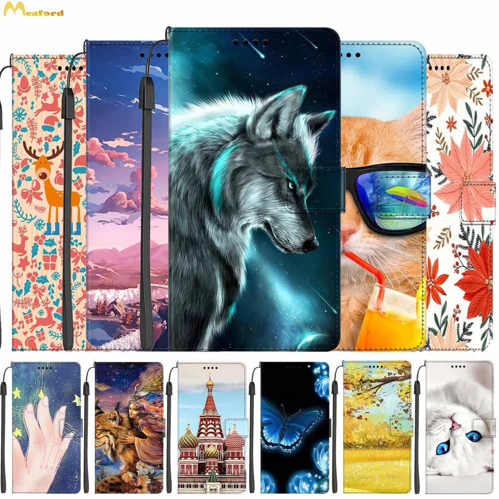 

Wallet Flip Case For Huawei P10 Lite Cover On sFor Huawei P10lite WAS-LX2 Phone Case Magnetic Leather Bags Wolf Cute Cat Pattern