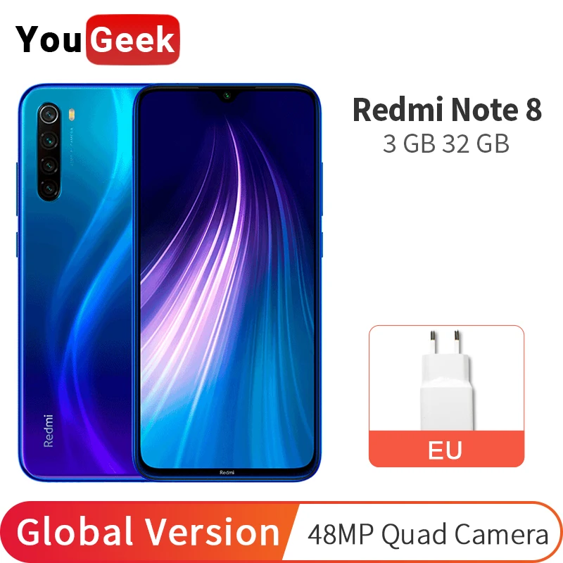Глобальная версия смартфона Xiaomi Redmi Note 8 3 ГБ + 32 48 мегапиксельная четырехъядерная