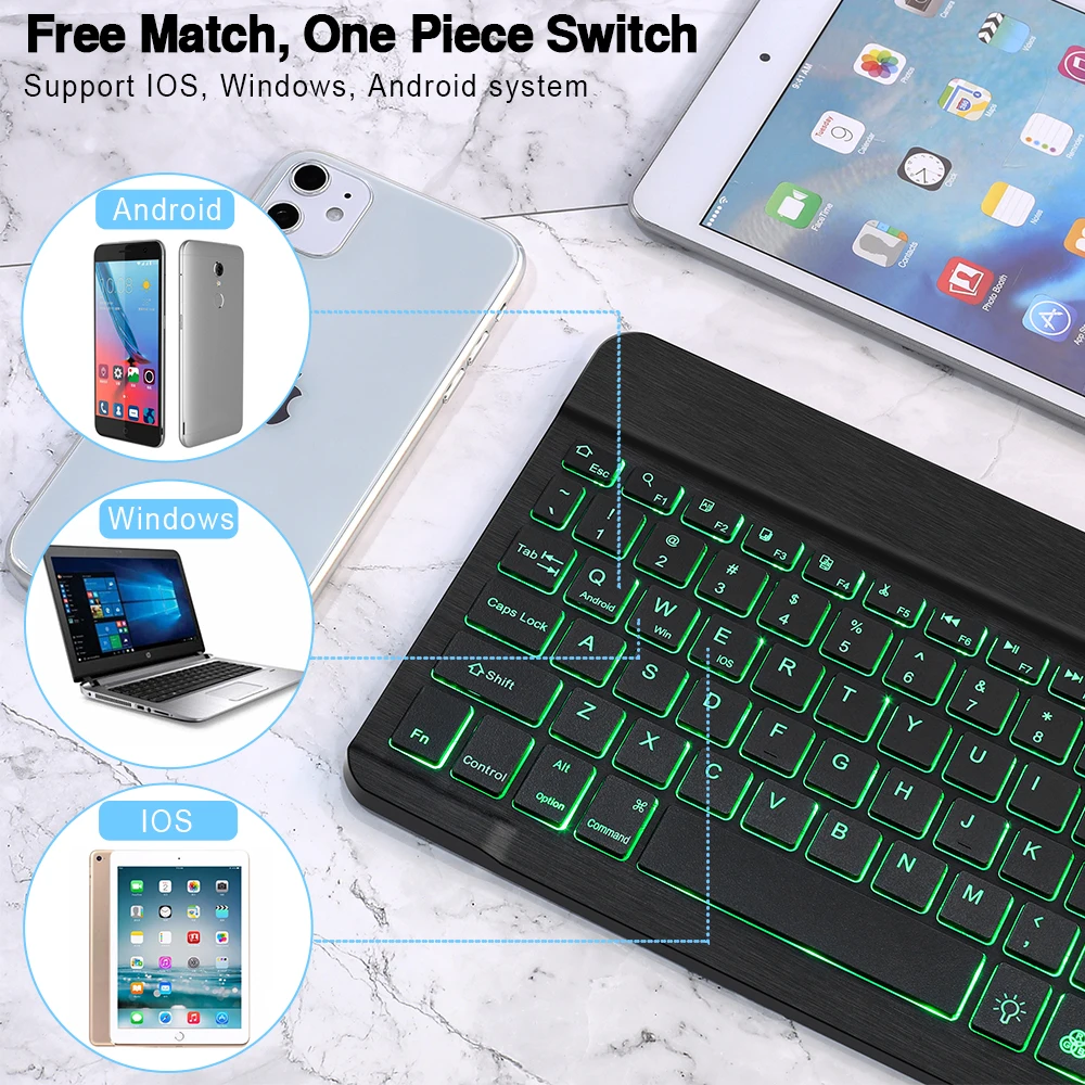 RGB беспроводная клавиатура и мышь мини Bluetooth комбинированная с подсветкой для