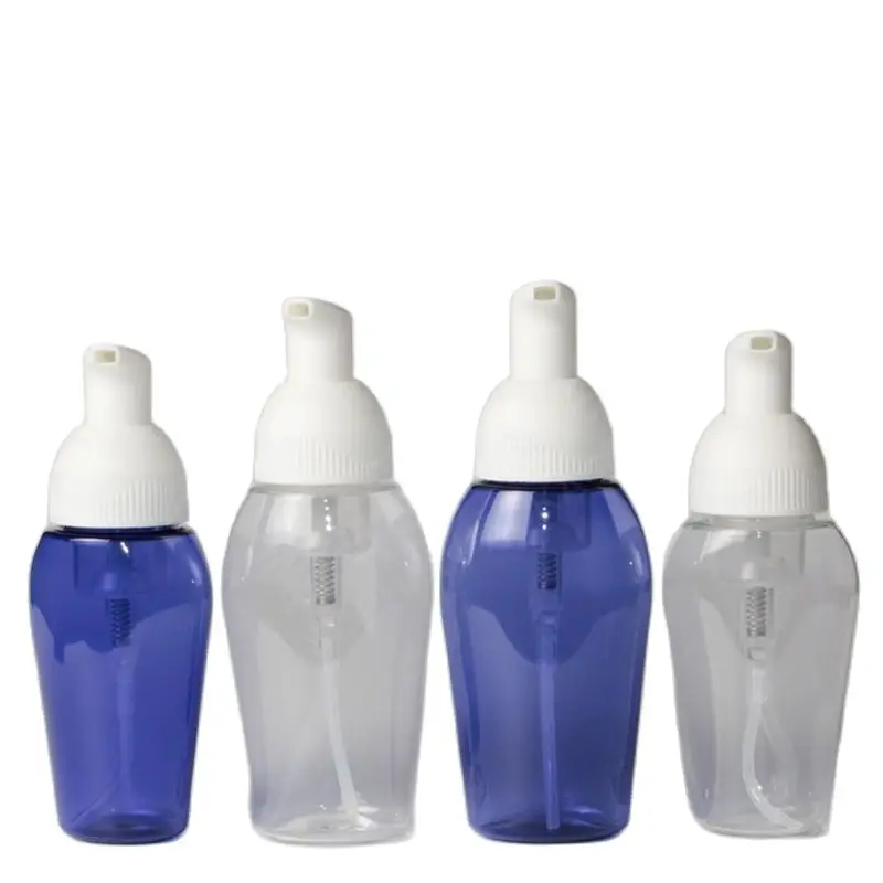 50 мл прозрачная/синяя пластиковая ПЭТ бутылка с вспенивающим насосом для