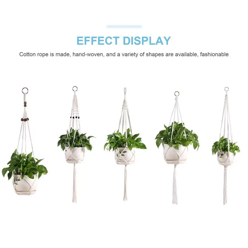 

5pcs Gardening Flower Pot Net Bag Outdoor Flowerpot Handwoven Hanging Baskets