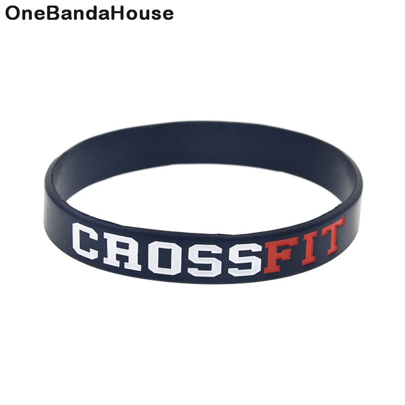 

OBH 1PC Crossfit Silicone Wristband 1/2 Inch Wide Sport Jewelry 4 Colors