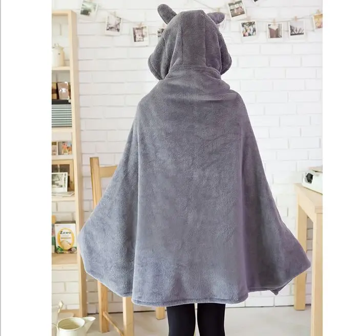 Новый косплей Тоторо Прекрасный коралловый флис мягкая плюшевая накидка кошка