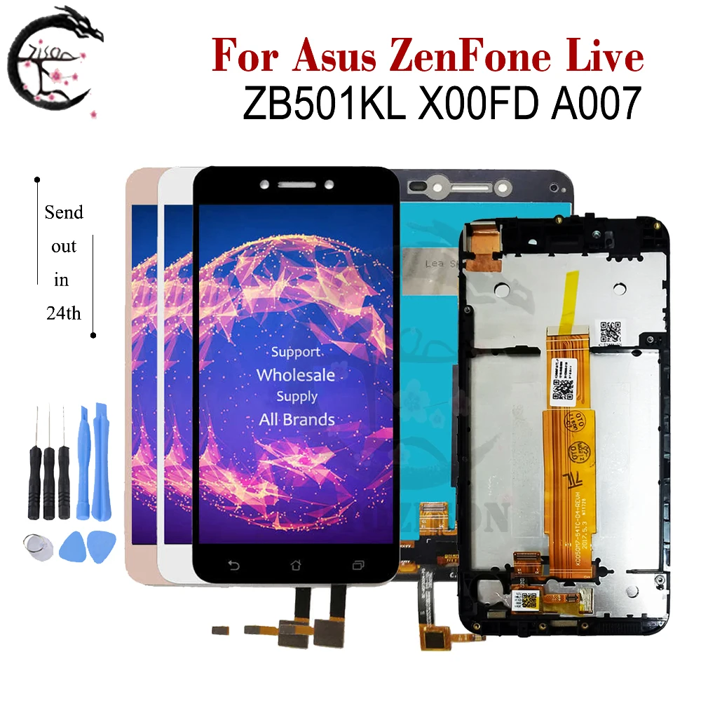 ЖК-дисплей 5,0 дюйма с рамкой для Asus ZenFone Live ZB501KL X00FD A007, сенсорный экран с дигитайзером в сборе, замена дисплея zb501kl