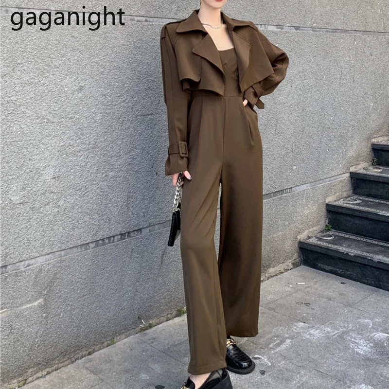 

Gaganight Однотонный женский комплект из двух предметов корейский офисный женский тонкий комбинезон укороченный однотонный Блейзер 2021 Новый М...