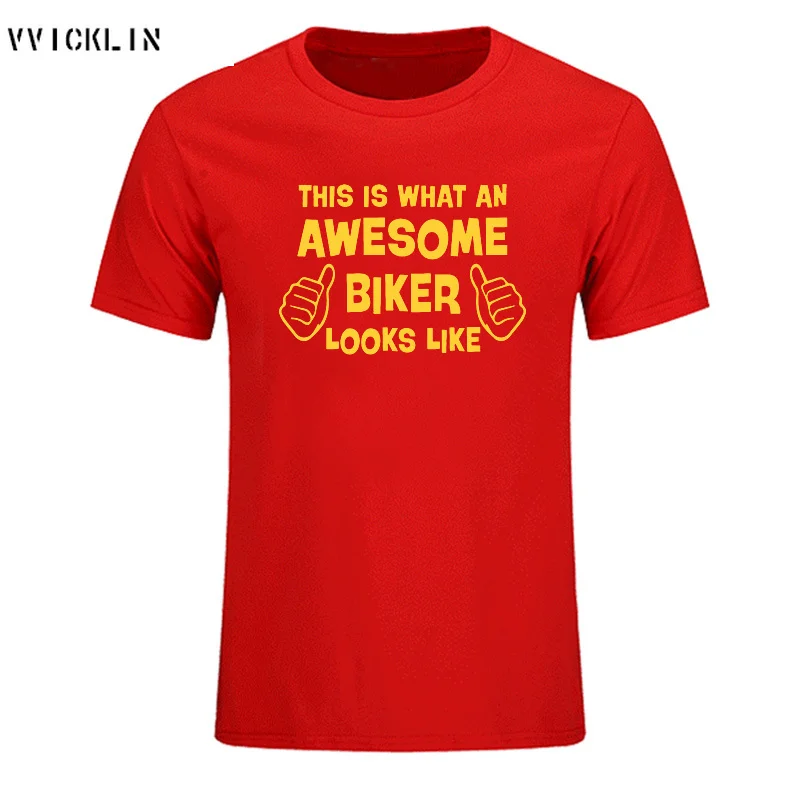 Summer Style This is what an awesome Biker looks like Funny T Shirt Men Casual Short Sleeve Motorbike Cotton T-shirt Plus Size | Мужская