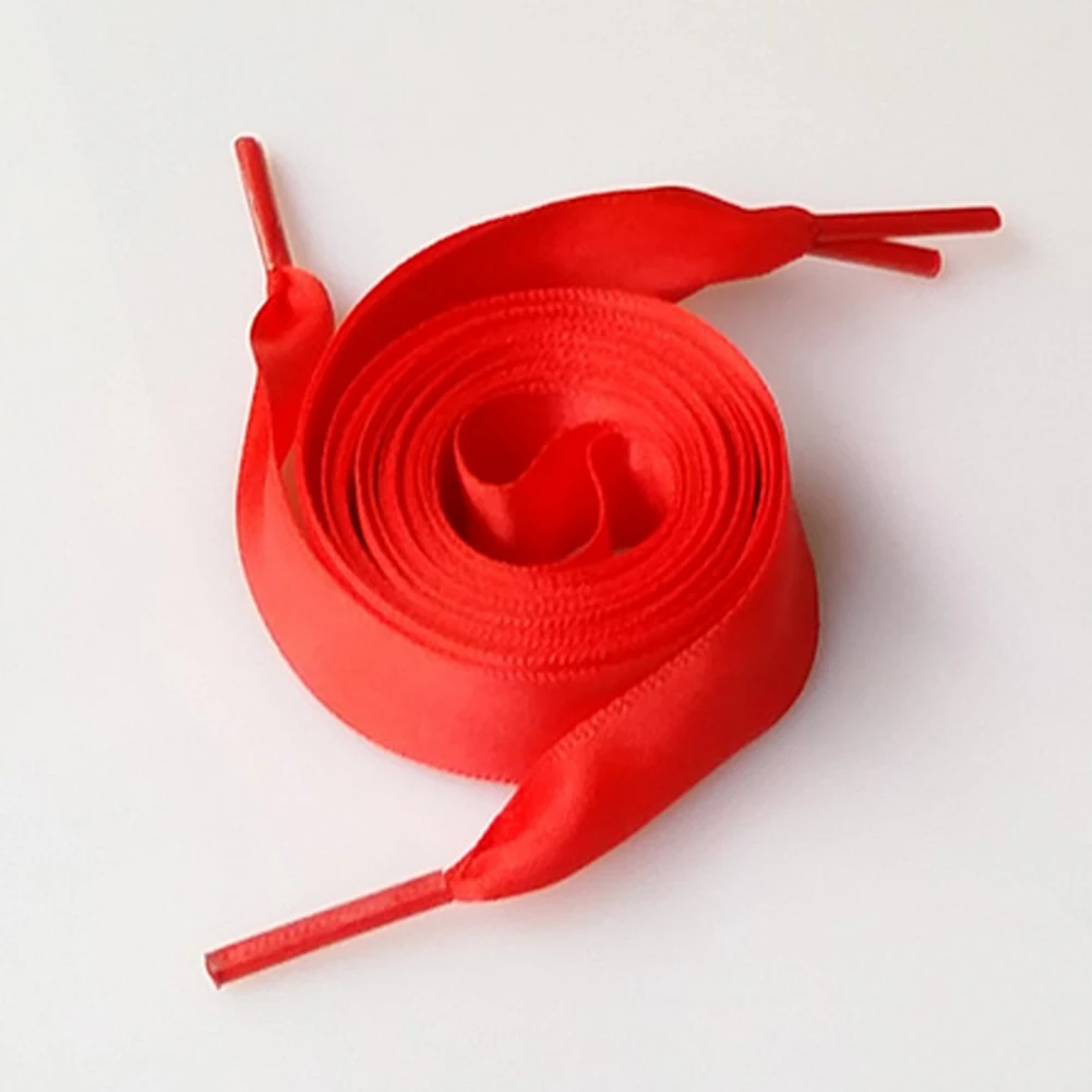 

1pair Tie Up Sport Walking Accessory Universal Fixed Smooth Decoration Solid Wide Flat Shoelace