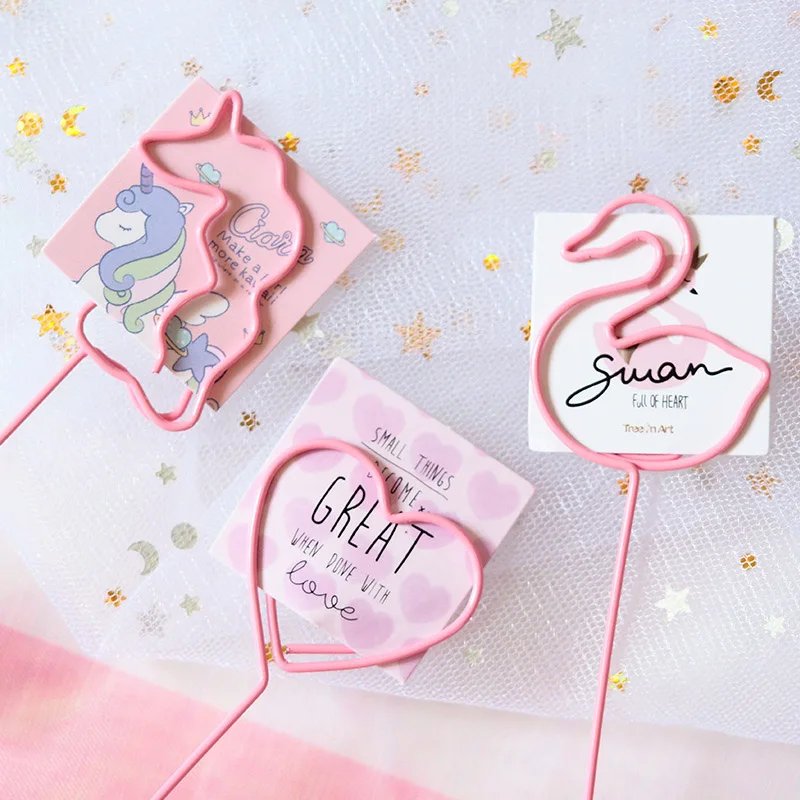 Милый розовый металлический зажим для фотографий офиса рабочего стола единорог