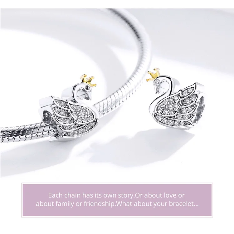 Fit Pandora браслет серебро 925 CZ Лебедь петух бусины S925 Красная эмаль деньги кот Ленивец украшения в виде слонов для изготовления ювелирных изделий