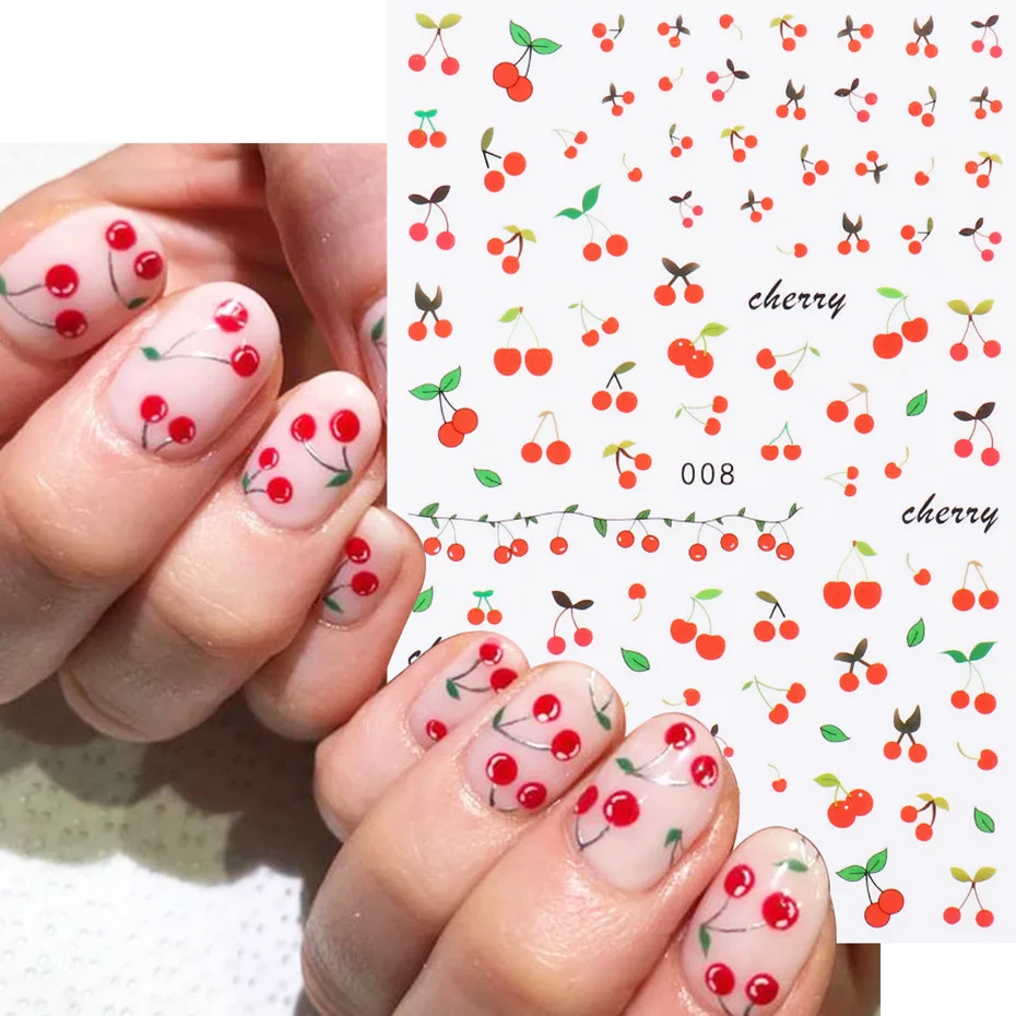 

1 sheet Strawberry watermelon Banana Summer Fruit Drinking 3D Stickers Nail Art Design Water Transfer Watermark Decals