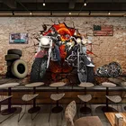 Пользовательские 3D обои ретро мотоцикл ностальгия кирпичная стена фрески Ресторан Кафе фон Настенный декор Европейский стиль обои