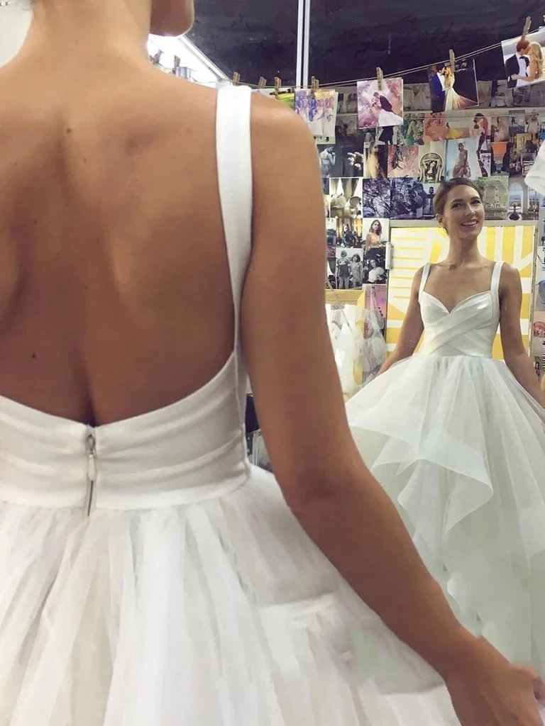 2020 Новые свадебные платья трапециевидной формы с оборками белого цвета и