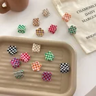 Мини заколка для волос в клетку с цветами для женщин и девушек, женская заколка-краб для волос, простые заколки для волос, шикарная заколка для волос