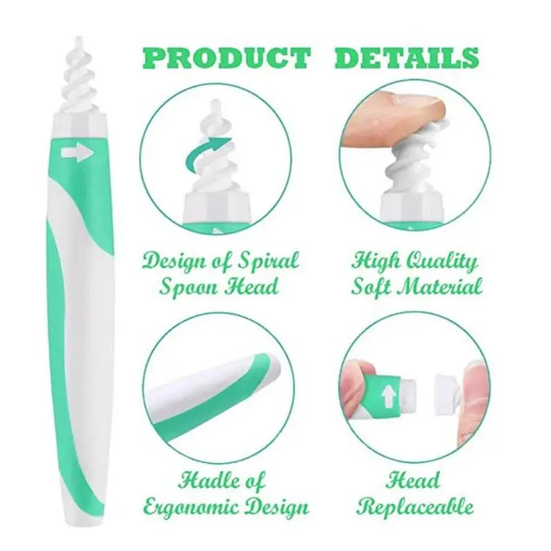 Ear Cleaner Easy Wax Cleaning Tools Spiral Earwax Remover with 16pcs Replacement Tips Earpick Health Hearing Aid | Дом и сад