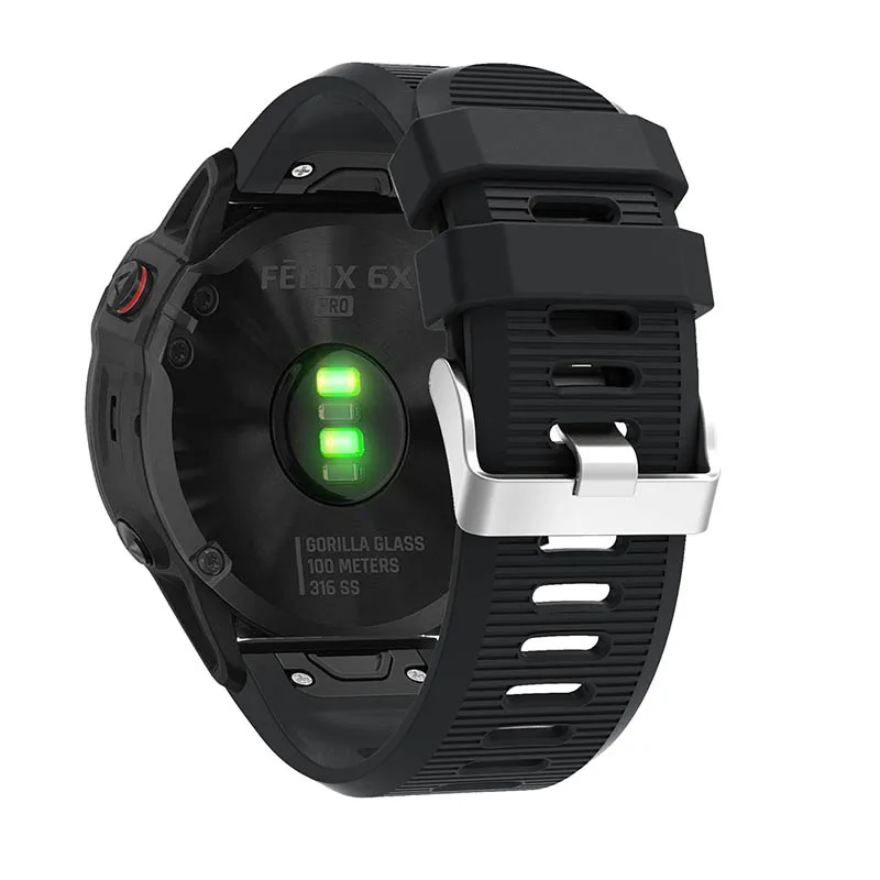 Black 20 22 26 мм для Garmin Fenix 6S 6 6X Pro 5S 5 5X Plus удобный силиконовый ремешок смарт-аксессуары быстросъемный ремешок для часов - Цвет: Black