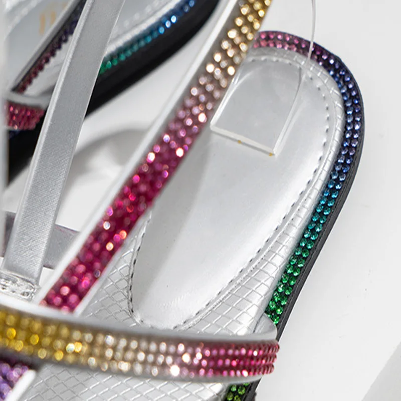 

Women Clip Toe Color Crystal Sandals Ladies Back Strap Slides Female Fashion Casual Summer Flats Shoes Woman Beach Slipper